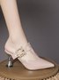 Elegant Pearl Buckle Decoration Pointed Toe Mules Pumps