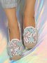 Vacation Floral Pattern Espadrille Slip On Flats