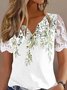 Lace Casual Loose Notched Shirt
