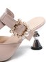 Elegant Pearl Buckle Decoration Pointed Toe Mules Pumps