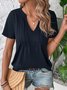 Casual Jersey Notched Neckline  Shirt