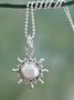 Vintage Pearl Shell Sun Motif Metal Necklace Casual Urban Women's Jewelry