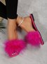 Sexy Feather Party Square Toe Sandals