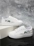 White Cat Letters Graphics Casual Sneakers