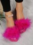 Sexy Feather Party Square Toe Sandals