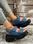 Women Hook-and-loop Fastener Flatform Sport Sandals