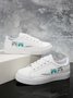 White Cat Letters Graphics Casual Sneakers