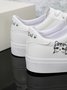 White Cat Letters Graphics Casual Sneakers