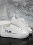 White Cat Letters Graphics Casual Sneakers