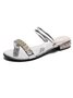 Trendy Urban Rhinestone Metallic Stripe Sandals