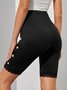 Plain Casual Regular Fit Lace Shorts