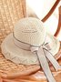Holiday Straw Lace Bow Hat Beach Boho Women's Accessories