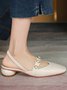 Urban Fashion Pointed Toe Pearl Back Empty Shoes