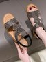 Summer Vacation Rhinestone Heart Retro Sandals