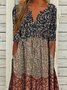 Floral Printed Casual Notched Loose Maxi Dress
