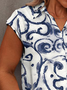 Plus Size Ethnic Casual Shirt Collar Blouse
