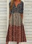 Floral Printed Casual Notched Loose Maxi Dress