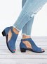 Anniemia Denim Blue Cut-out Chunky Heel Peep-Toe Sandals