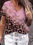 Plus Size Casual Loose Leopard Jersey T-Shirt