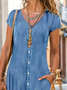 Plus Size Plain Casual Denim Dress