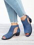 Anniemia Denim Blue Cut-out Chunky Heel Peep-Toe Sandals