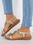 Boho Rhinestone T-bar Elastic Strap Sandals