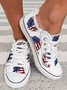 Independence Day America Flag Sunflower Print Raw Hem Canvas Shoes