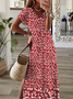 Floral V Neck Loose Vacation Dress