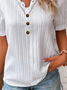 Casual V Neck Lace Buttoned Plain Shirt