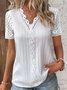 V Neck Plain Patchwork Lace Elegant Blouses