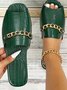 Chain Decor Imitation Crocodile Peep Toe Slide Sandals