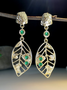 Elegant Green Crystal Leaf Earrings Vacation Casual Women's Jewelry