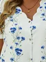  Mother‘s Day Plus Size Printed Lace Collar Casual Loose Blouse