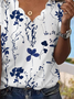 V Neck Jersey Casual Floral Shirt