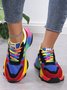 Breathable Colorblock Split Joint Lace-up Platform Sneakers