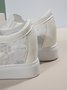 Mesh Embroidery Casual Paneled Slip-On Wedge Shoes