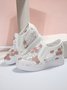 Mesh Embroidery Casual Paneled Slip-On Wedge Shoes