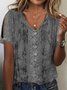 Plus Size Loose V Neck Casual Floral Shirt