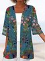 Floral Casual Mesh Loose Three Quarter Kimono
