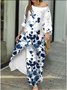 Crew Neck Loose Floral Casual Two-Piece Set