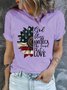 Women's Land That I love Sunflower Crew Neck Casual T-Shirt