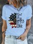 Women's Land That I love Sunflower Crew Neck Casual T-Shirt