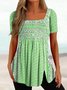 Casual Square Neck Regular Fit Floral Shirt