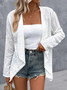 Plain Embroidery Hollow Out Casual Loose 3/4 Sleeve Jacket