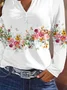 Countryside Field Flower Printed Long-sleeved Casual Shirt
