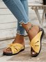 Casual Bowknot Hollow Out PU Comfy Wedge Heel Slide Sandals