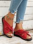 Casual Bowknot Hollow Out PU Comfy Wedge Heel Slide Sandals