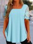 Plus size Square Neck Casual Plain Lace Shirt