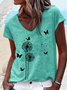 Women's Butterfly Dandelion Casual Cotton-Blend T-Shirt