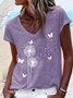 Women's Butterfly Dandelion Casual Cotton-Blend T-Shirt